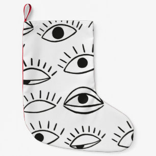 Doodle-Auge, nahtloses Muster.  Kleiner Weihnachtsstrumpf