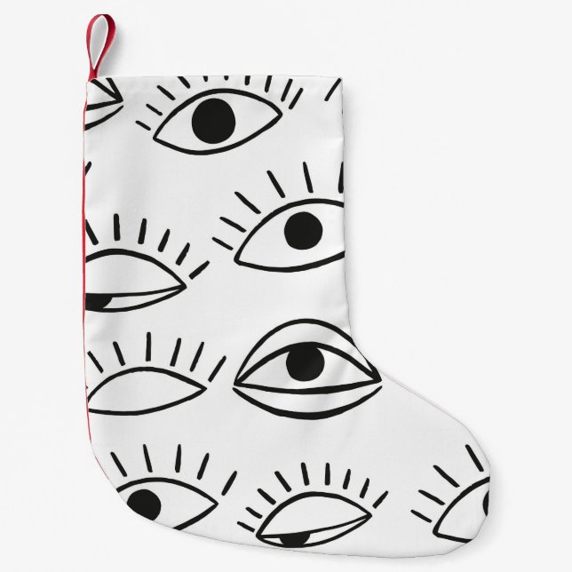 Doodle-Auge, nahtloses Muster.  Kleiner Weihnachtsstrumpf (Vorderseite)