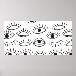 Doodle-Auge, nahtloses Muster. Poster