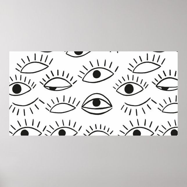 Doodle-Auge, nahtloses Muster. Poster (Vorne)