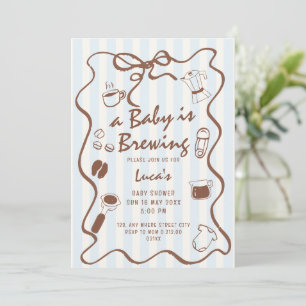 Doodle Baby Is Brewing Retro Kaffee Baby Shower Einladung