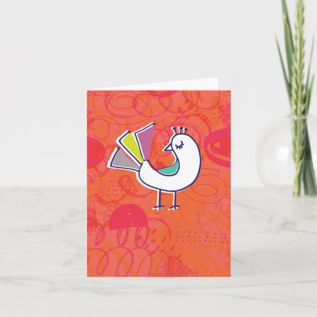 Doodle Bird Notecard Karte (Vorderseite)
