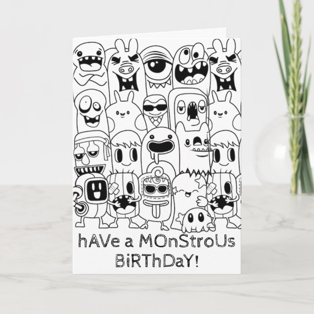 Doodle Birthday Card - Monstrosier Geburtstag Karte (Vorderseite)
