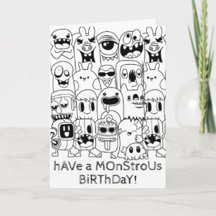 Doodle Birthday Card - Monstrosier Geburtstag Karte