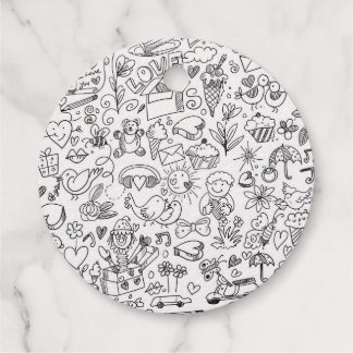 Doodle Black & White Geschenkanhänger