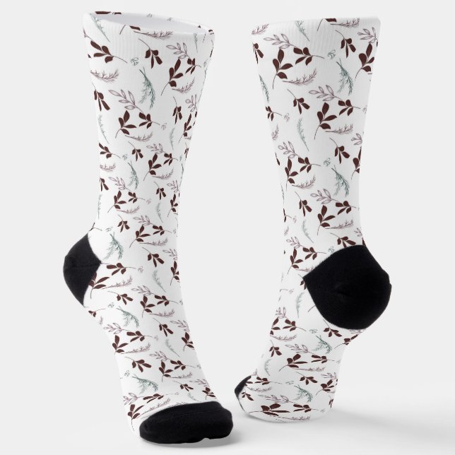 Doodle-Blätter Muster Socken (Gewinkelt)