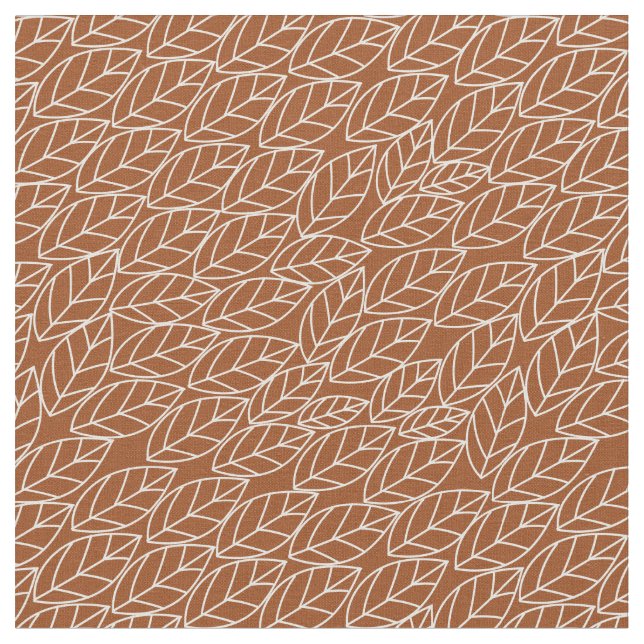 Doodle Blätter Rost und Hellgrau (fast weiß) Stoff (Nahaufnahme)