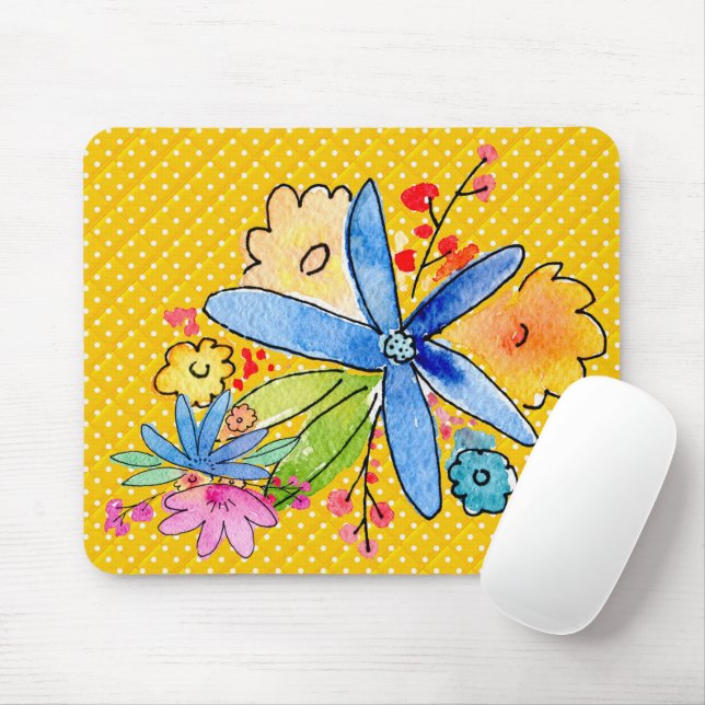 Doodle-Blume auf Polka Dot Mouse Pad Mousepad (Mit Mouse)