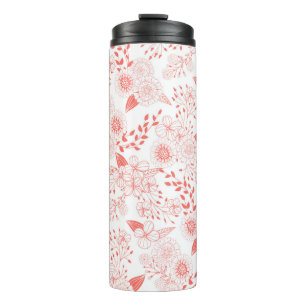 Doodle-Blume in lebenden Korallen Thermosbecher