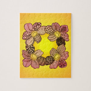 Doodle-Blume in Peach, Orange und Gold