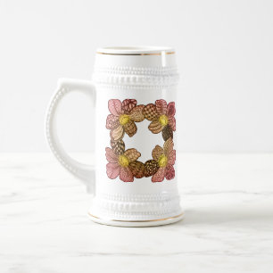Doodle-Blume in Peach, Orange und Gold Bierglas
