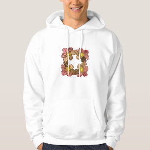 Doodle-Blume in Peach, Orange und Gold Hoodie