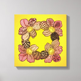 Doodle-Blume in Peach, Orange und Gold Leinwanddruck