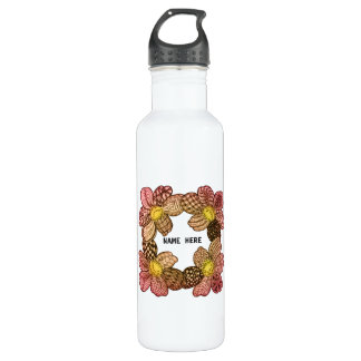 Doodle-Blume in Peach, Orange und Gold Trinkflasche