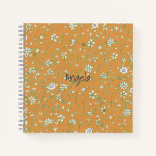 Doodle Blume Orange Notebook individuell anpassbar Notizbuch