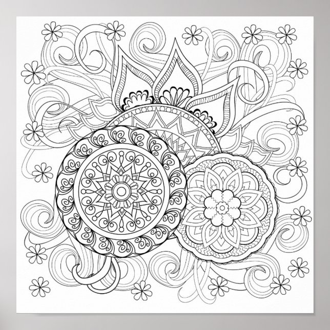 Doodle-Blume und Mandalas 2 Poster (Vorne)