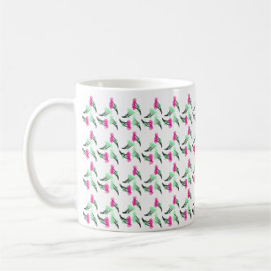 Doodle-Blumen Rosa Grünes Muster Kaffeetasse