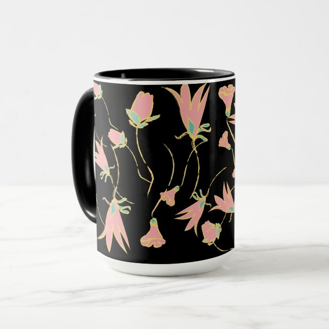 Doodle Blumenkaffee Tasse (Vorderseite Links)