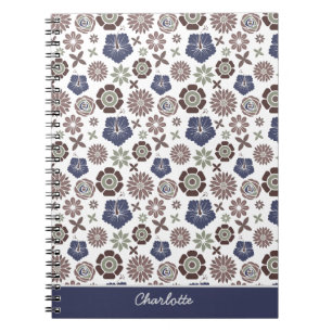 Doodle Blumenmuster personalisierter Name Notizblock