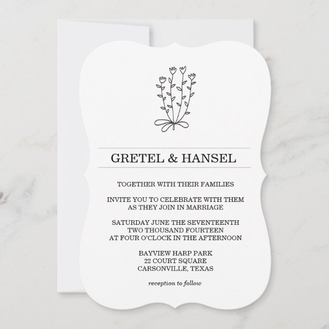 doodle botanische Blume Einladung (Vorderseite)