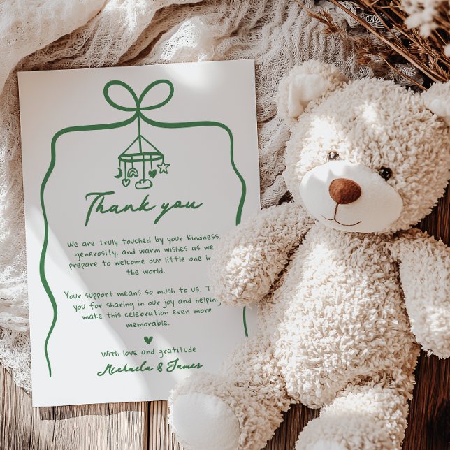 Doodle Bow Whimsical Baby Dusche Dankeskarte (Von Creator hochgeladen)