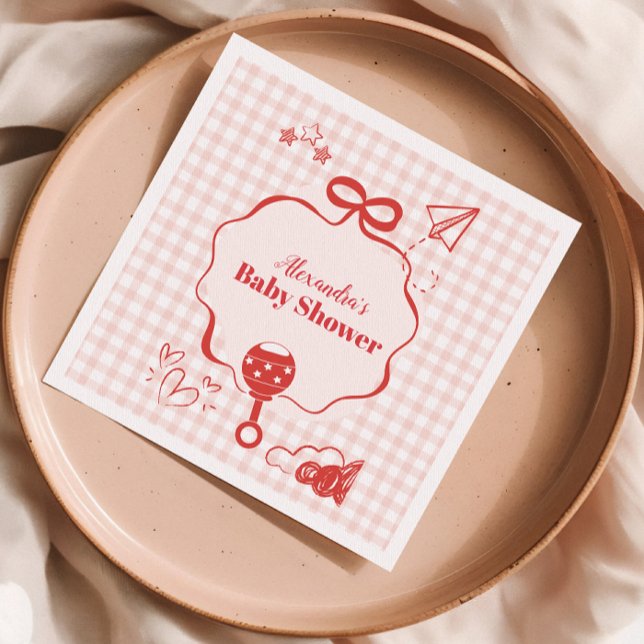 Doodle Brunch Bow Bow Baby Dusche Serviette (Von Creator hochgeladen)