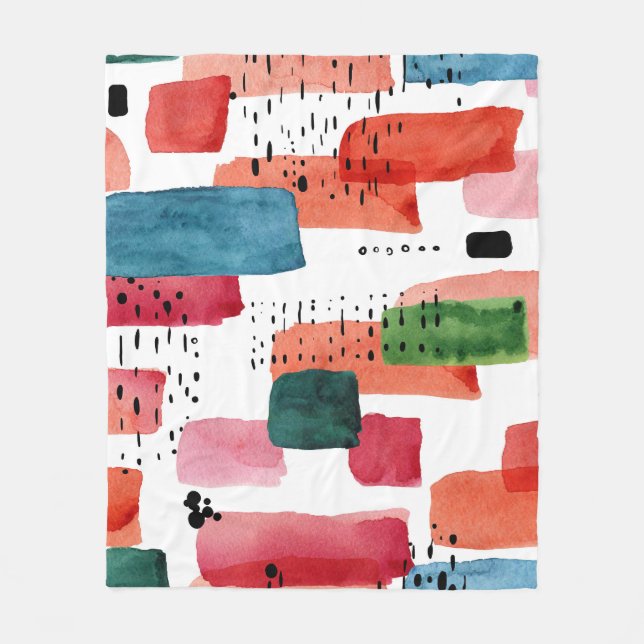 Doodle Brush: Orange Blue Fleecedecke (Vorderseite)