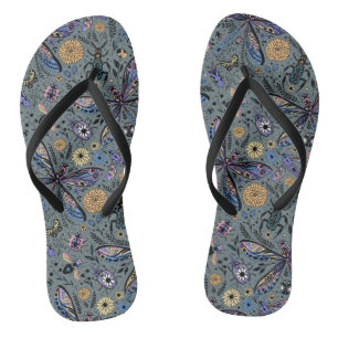 Doodle-Bugs auf Schiefergrau Flip Flops