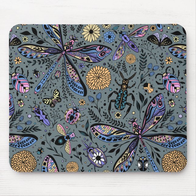 Doodle-Bugs auf Schiefergrau Mousepad (Vorne)