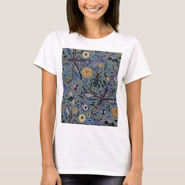 Doodle-Bugs auf Schiefergrau T-Shirt (Vorderseite)