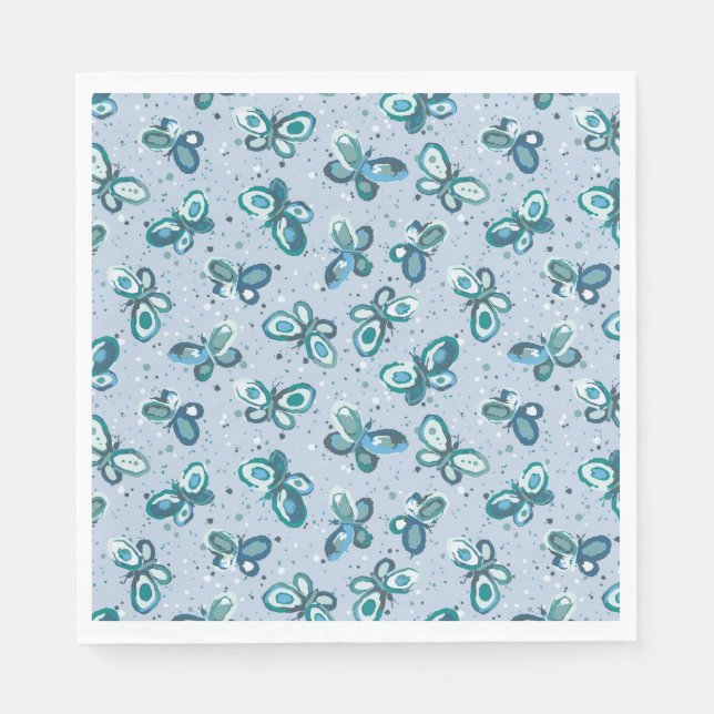 Doodle Bugs Butterflies - blue - kids party. Serviette (Vorderseite)