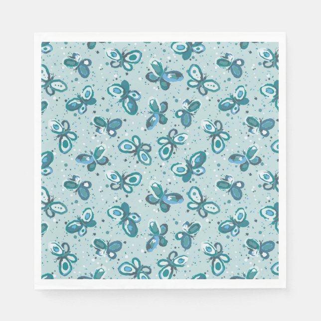 Doodle Bugs Butterflies - turquoise - kids party. Serviette (Vorderseite)