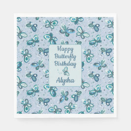 Doodle Bugs Schmetterlinge - blau - Kindergeburtst Serviette