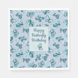Doodle Bugs Schmetterlinge - blau - Kindergeburtst Serviette