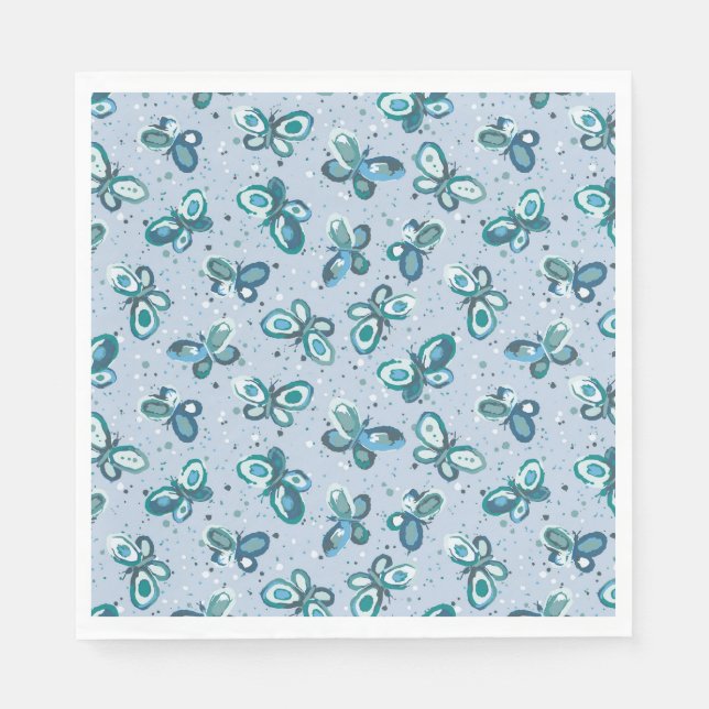 Doodle Bugs Schmetterlinge - blau - Kinderparty. Serviette (Vorderseite)