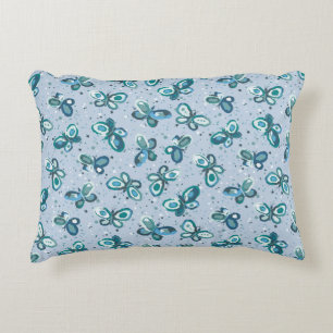 Doodle Bugs Schmetterlinge - blau - nahtloses Must Dekokissen