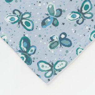 Doodle Bugs Schmetterlinge - blau - nahtloses Must Fleecedecke