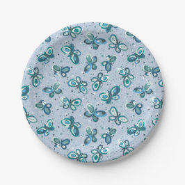 Doodle Bugs Schmetterlinge - blau - nahtloses Must Pappteller