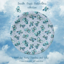 Doodle Bugs Schmetterlinge - blau - nahtloses Must