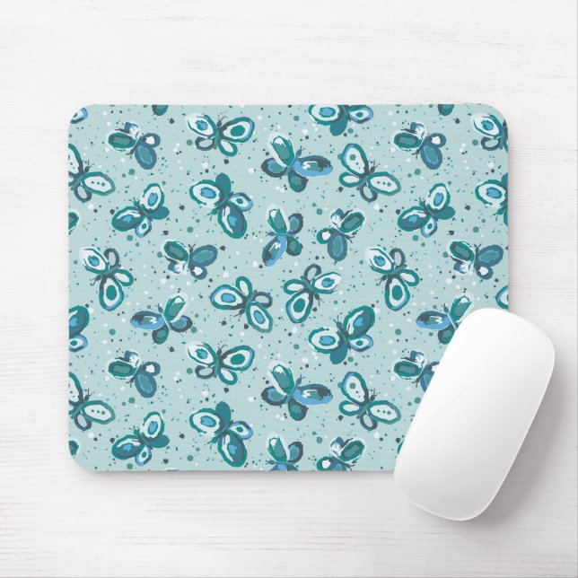 Doodle Bugs Schmetterlinge - Türkis - Kindermuster Mousepad (Mit Mouse)