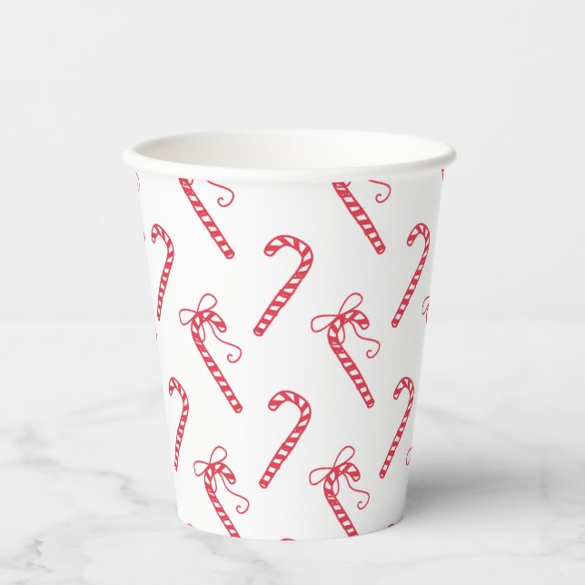 Doodle Candy Cane Pattern Tasse Pappbecher (Vorderseite)