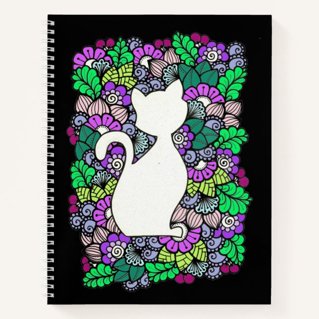 Doodle Cat 8.5" x 11" Spiral Notebook Notizbuch (Vorderseite)