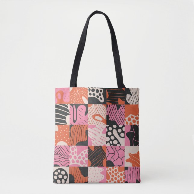 Doodle Cells: Geometrisches Musterdesign. Tasche (Vorderseite)
