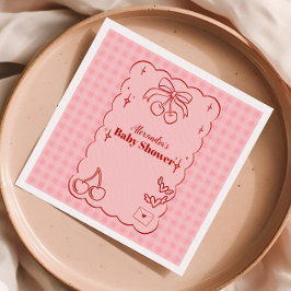 Doodle Cherry Bow Bow Baby Dusche Serviette