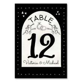 Doodle Cherub Funky Wedding Tischnummer Cards