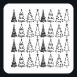 Doodle Christmas Tree Pattern Quadratischer Aufkleber<br><div class="desc">Doodle Christmas Tree Pattern</div>