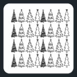 Doodle Christmas Tree Pattern Quadratischer Aufkleber<br><div class="desc">Doodle Christmas Tree Pattern</div>