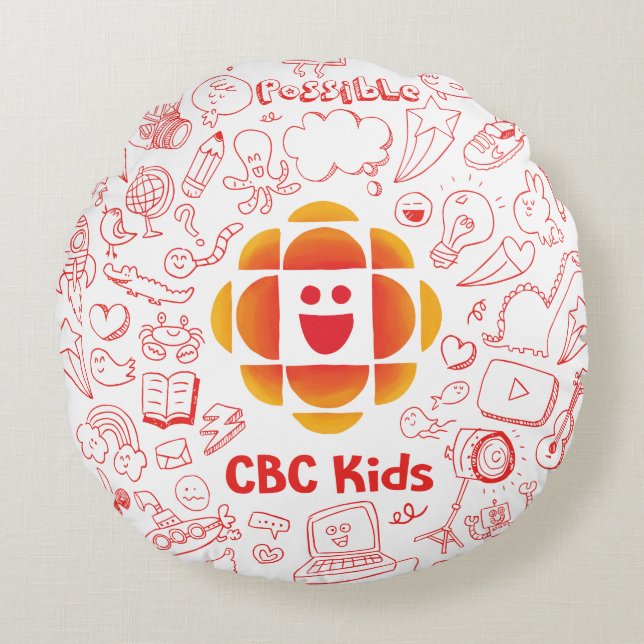 Doodle Cloud Rundes Kissen (Vorderseite)