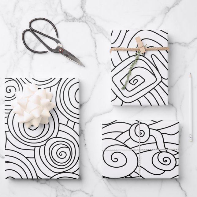 Doodle Coloring Geschenkpapier Set (Vorderseite)