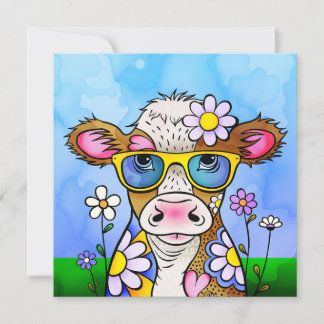 Doodle Cow Portrait Karte